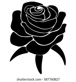 Silhouette Rose On White Background Stock Vector (Royalty Free ...