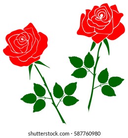 silhouette of rose on a white background