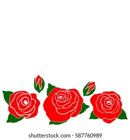 silhouette of rose on a white background