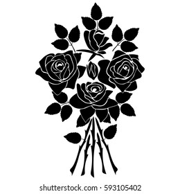 silhouette of rose on a white background