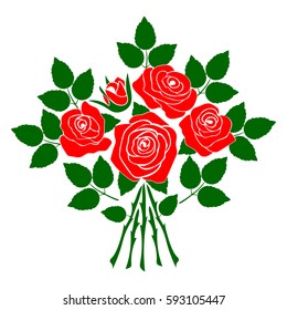 silhouette of rose on a white background