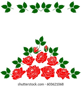 Silhouette of a rose on a white background
