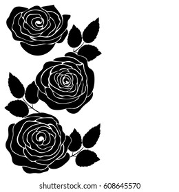 Silhouette Rose On White Background Stock Vector (Royalty Free ...