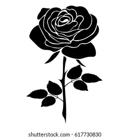 Silhouette of a rose on a white background