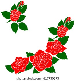 Silhouette of a rose on a white background