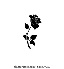 Silhouette of a rose on a white background