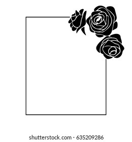 Silhouette of a rose on a white background
