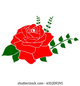 Silhouette of a rose on a white background