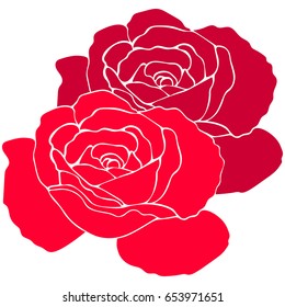 Silhouette of a rose on a white background