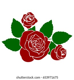 Silhouette of a rose on a white background