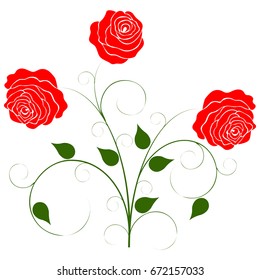 Silhouette of a rose on a white background