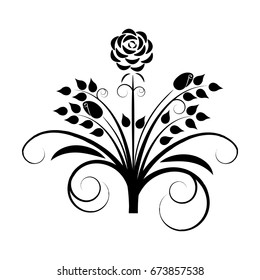 Silhouette of a rose on a white background
