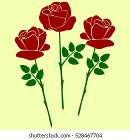 silhouette of rose on a yellow background