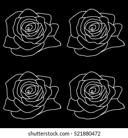 silhouette of a rose in a pattern on a black background
