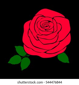 silhouette of a rose in a pattern on a black background