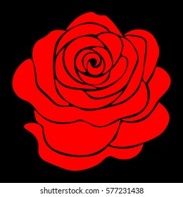 silhouette of a rose in a pattern on a black background