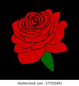 silhouette of a rose in a pattern on a black background