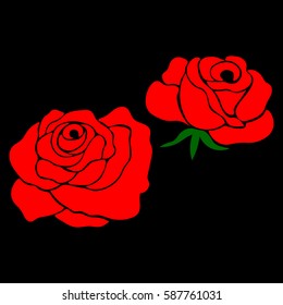 silhouette of a rose in a pattern on a black background