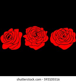 silhouette of a rose in a pattern on a black background