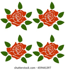 silhouette of a rose in a pattern on a white background