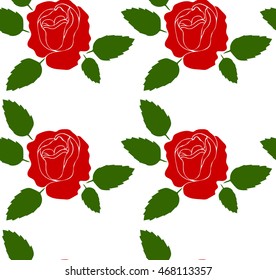 silhouette of a rose in a pattern on a white background