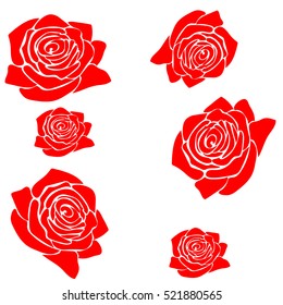 silhouette of a rose in a pattern on a white  background