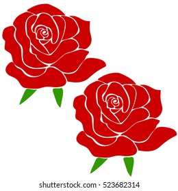 silhouette of a rose in a pattern on a white background