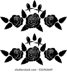 silhouette of a rose in a pattern on a white background