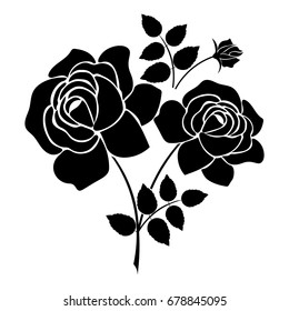 Silhouette Rose On White Background Stock Vector (Royalty Free) 544476853