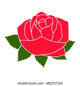 Silhouette of a rose in a pattern on a white background