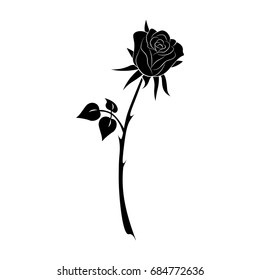 Silhouette of a rose in a pattern on a white background