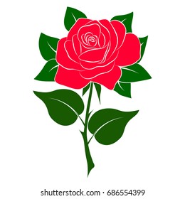 Silhouette of a rose in a pattern on a white background