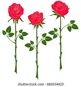 Silhouette of a rose in a pattern on a white background