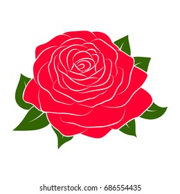 Silhouette of a rose in a pattern on a white background