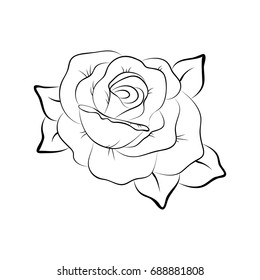 Silhouette of a rose in a pattern on a white background
