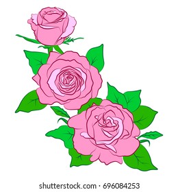 Silhouette of a rose in a pattern on a white background