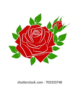 silhouette of a rose in a pattern on a white background