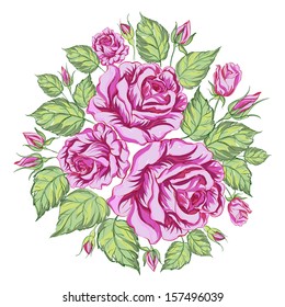 Silhouette of rose with sample text. Vector illustration.
