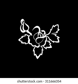 silhouette of rose with shadow