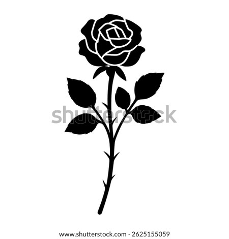 Silhouette of a Rose. vector: Ideal for use as a tattoo, icon, web graphic design, and infographic concepts."