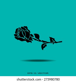 silhouette of rose. Vector illustration.