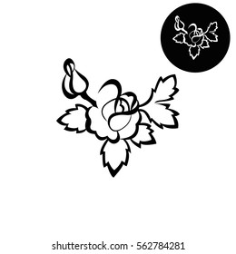 silhouette of rose  - white vector icon