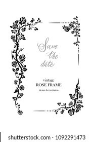 ホリデーデコレーション 結婚式 記念日 パーティー 誕生日のバラの枠のシルエット 招待状 チケット チーフレット バナー ポスター タトゥー 妖精の花 柄の花柄のデザインエレメント のベクター画像素材 ロイヤリティフリー Shutterstock