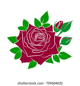 Silhouette Roses Leaves Rose Tattoo Stock Vector (Royalty Free) 709604032