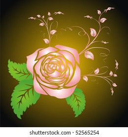 Silhouette of roses on a black and gold background