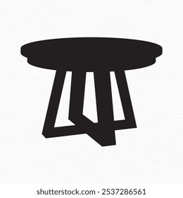 Silhouette of a round dining table with two modern chairs, perfect for interior design and contemporary furniture themes