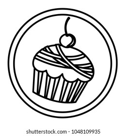 silhouette round emblem with muffin icon