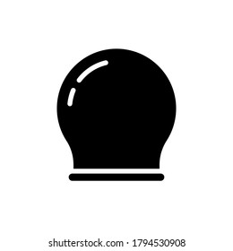 Silhouette Round fire cup. Glass jar for vacuum massage. Outline icon of Chinese acupuncture. Black simple illustration of medical cupping. Flat isolated vector image on white background
