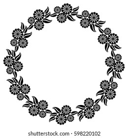 Silhouette Round Frame Abstract Black White Stock Vector (Royalty Free ...