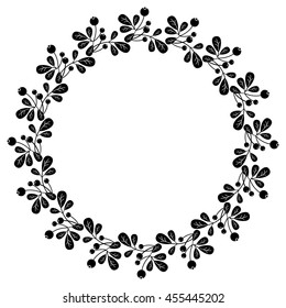 Silhouette round frame. Vector clip art.